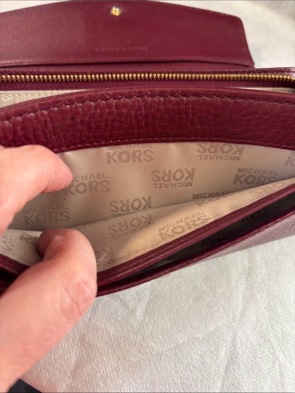 Michael Kors Burgundy Leather Wallet with Gold Plaque - Picture 14 of 15